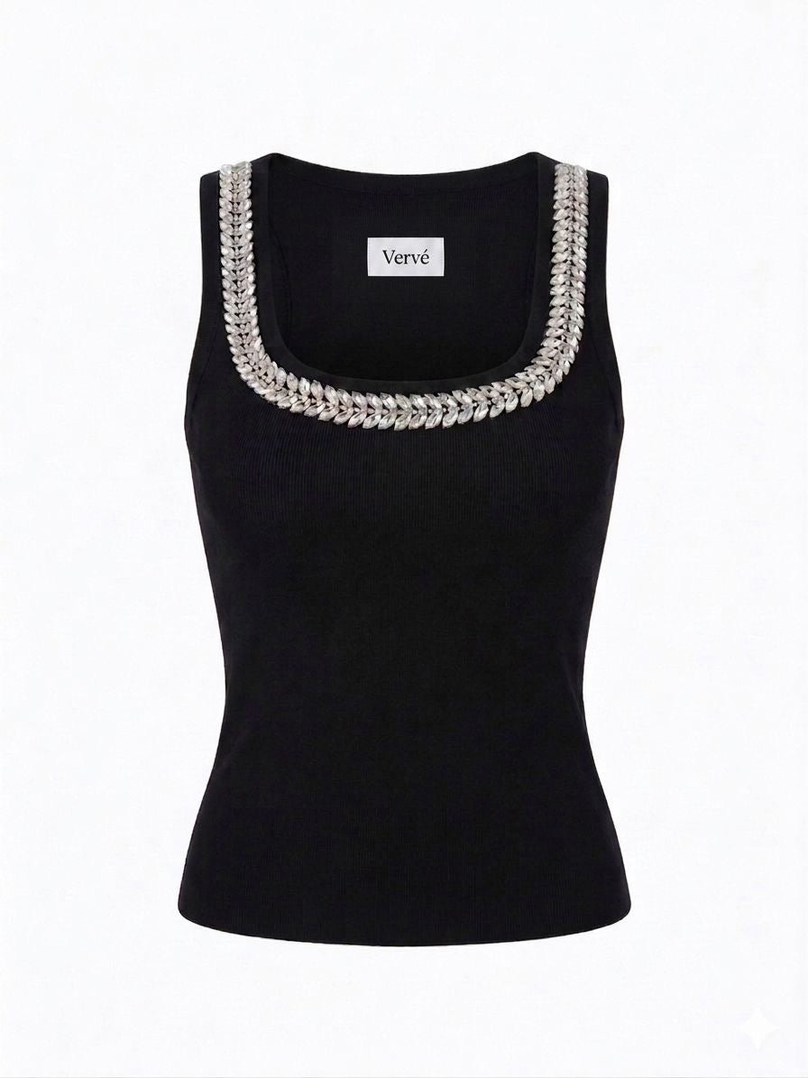 Eclaté Tank Top- Black