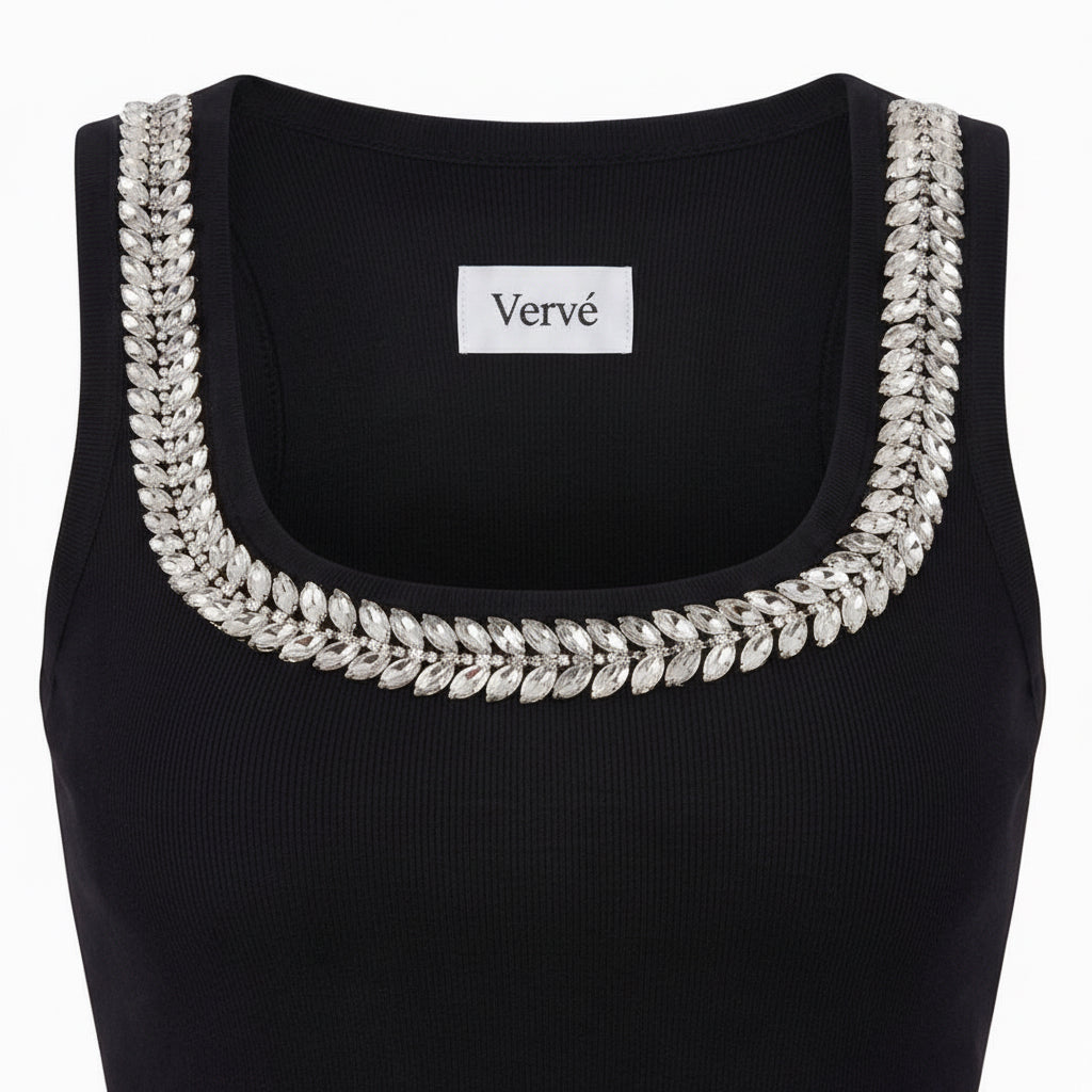 Eclaté Tank Top- Black