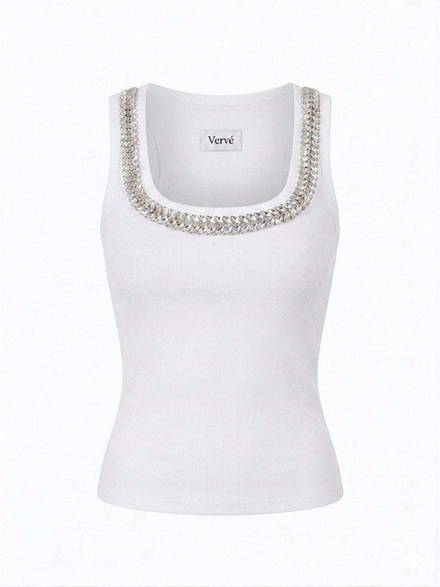 Eclaté Tank Top- White
