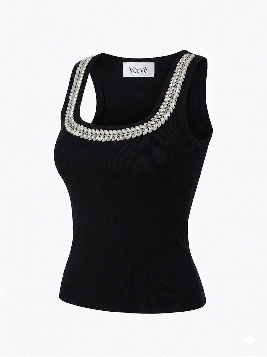 Eclaté Tank Top- Black
