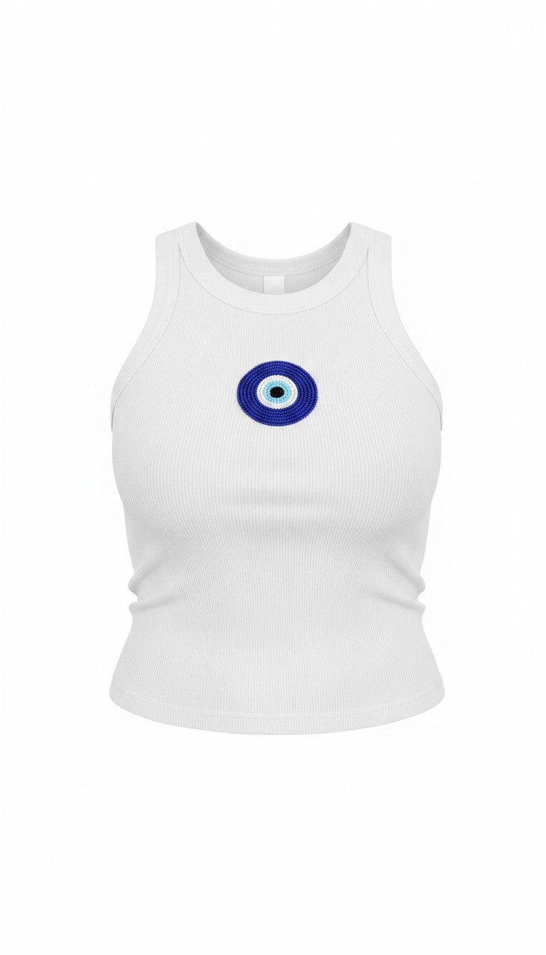 White Evil Eye Tank Top