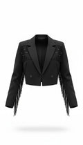 Cropped Blazer with Fringes